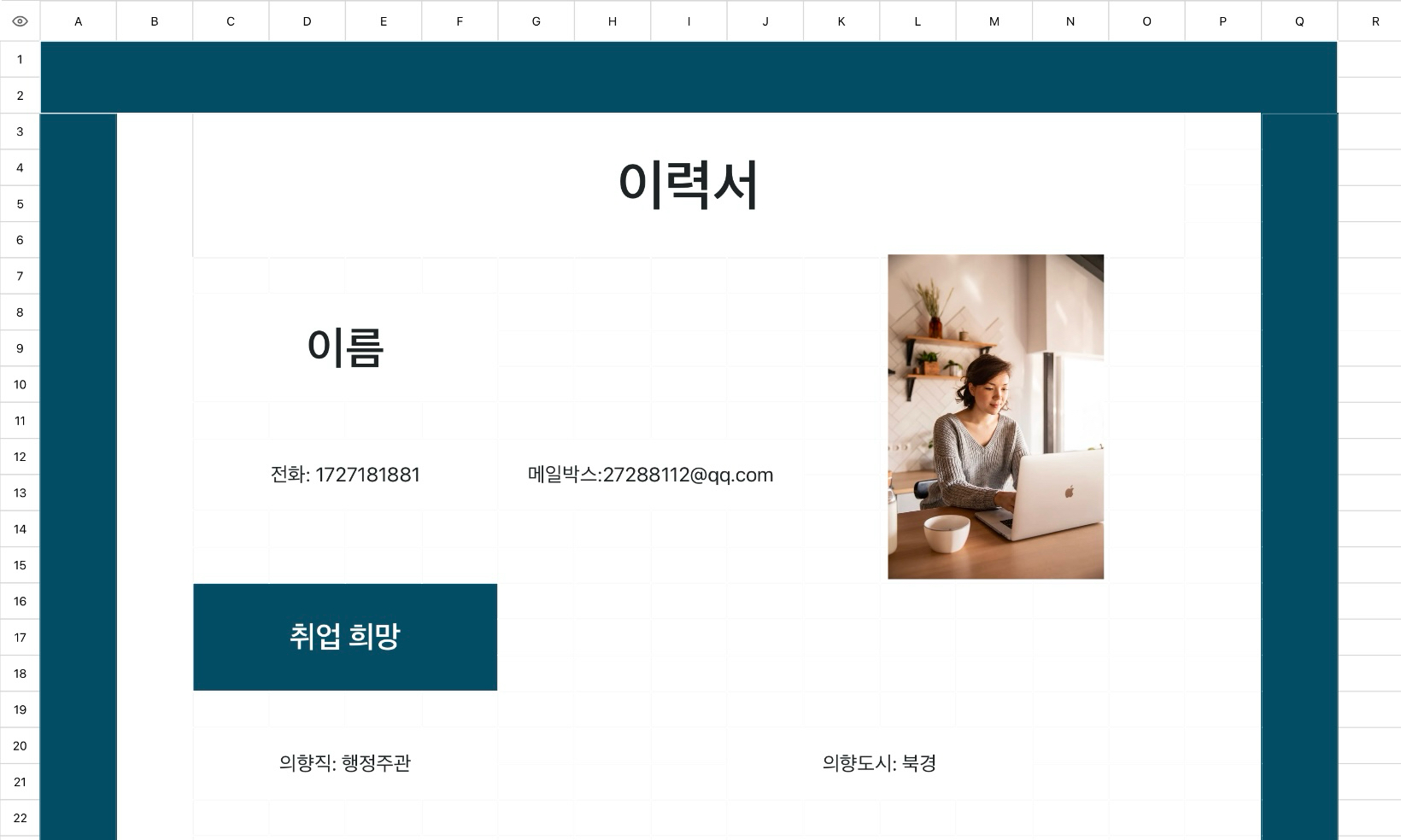 행정 이력서